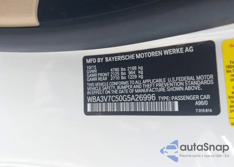 2016 BMW 428I from USA, damaged, VIN WBA3V7C50G5A26996